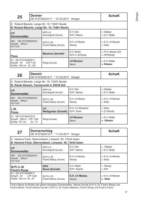 Fohlenschaukatalog Kleinpferde & Kaltblut 1/2017