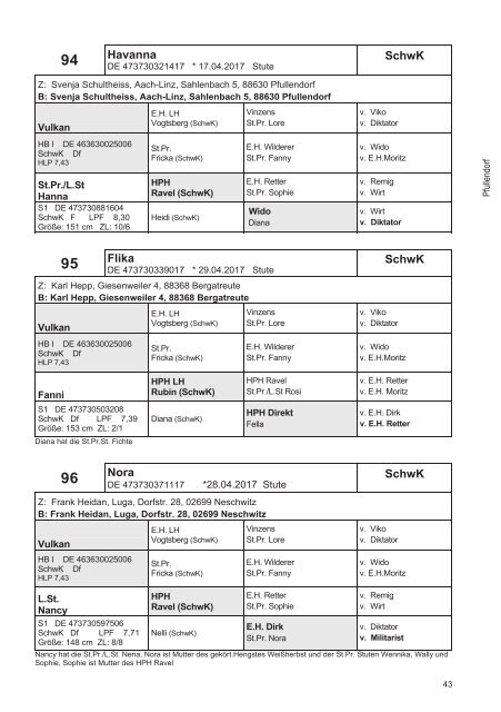 Fohlenschaukatalog Kleinpferde & Kaltblut 1/2017