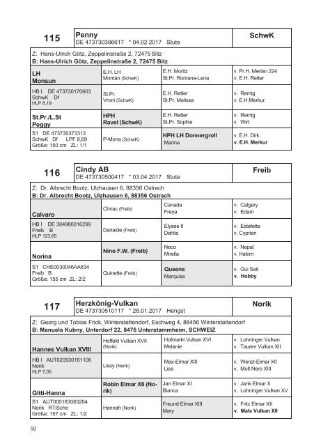 Fohlenschaukatalog Kleinpferde & Kaltblut 1/2017