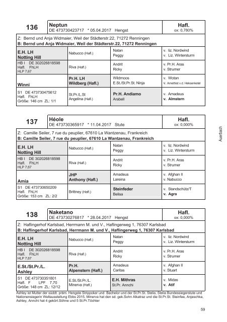 Fohlenschaukatalog Kleinpferde & Kaltblut 1/2017