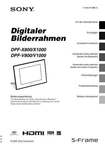 Sony DPF-V800 - DPF-V800 Consignes dâutilisation Allemand