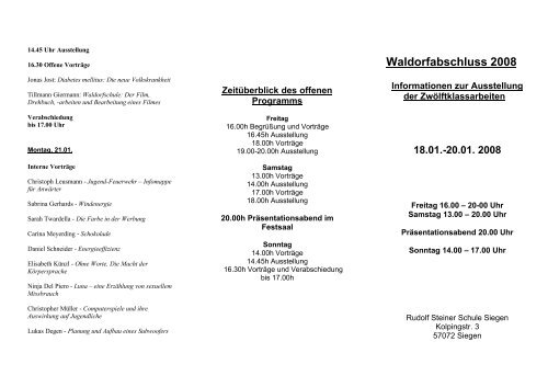 Waldorfabschluss 2008 - Rudolf-Steiner-Schule Siegen Freie ...