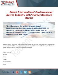 Global Interventional Cardiovascular Device Market Growth, Analysis and Forecast Report To 2017