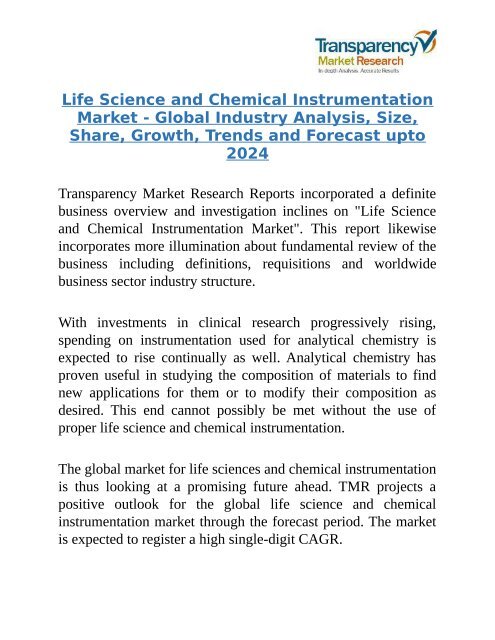 Life Science and Chemical Instrumentation Market