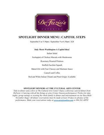 Spotlight Dinner Menu - Capitol Steps