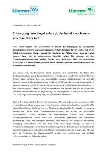 Wer illegal entsorgt, der haftet - Werner Strassenreinigung, Werner ...