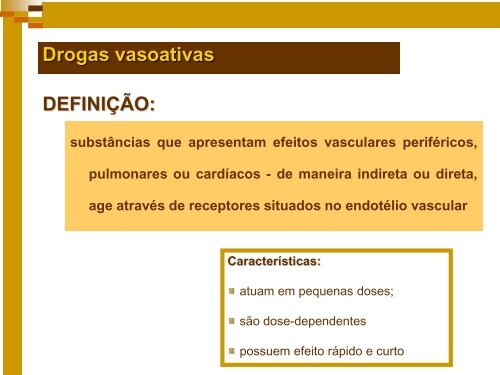 Drogas Vasoativas - Pós