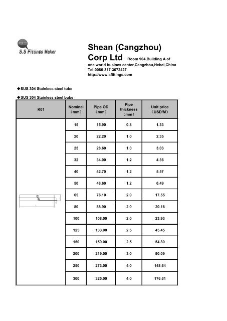 Products price list press fittings