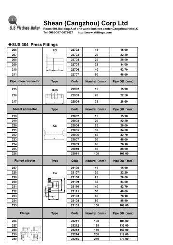 Products price list press fittings9