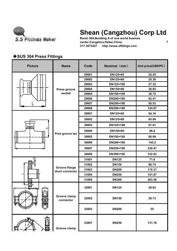 Products price list press fittings11