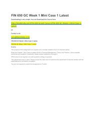 FIN 650 GC Week 1 Mini Case 1 Latest