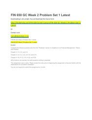 FIN 650 GC Week 2 Problem Set 1 Latest