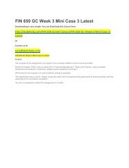 FIN 650 GC Week 3 Mini Case 3 Latest
