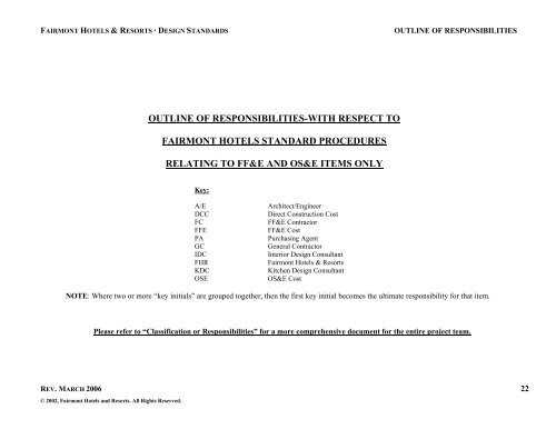 FAIRMONT HOTELS &amp; RESORTS -DESIGN STANDARDS