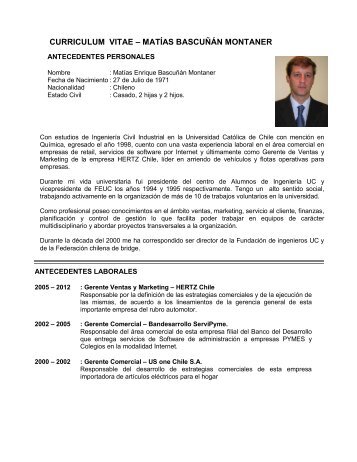 CURRICULUM VITAE – MATÍAS BASCUÑÁN MONTANER