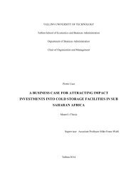 A BUSINESS CASE FOR ATTRACTING IMPACT INVESTMENTS INTO COLD STORAGE FACILITIES IN SUB SAHARAN AFRICA