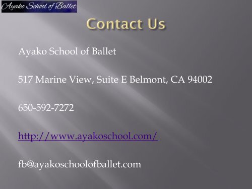 Ballet Studio Bay Area - Ayako School of Ballet