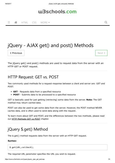 jQuery AJAX get() and post() Methods
