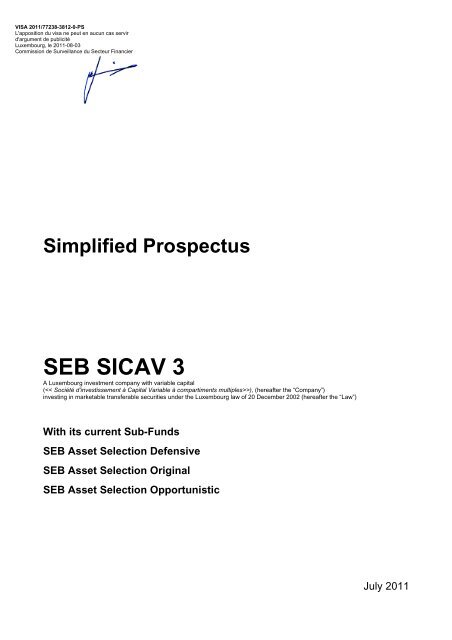 Simplified Prospectus - SEB Asset Management