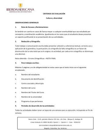 CRITERIOS DE EVALUACIÓN Cultura y diversidad (1)