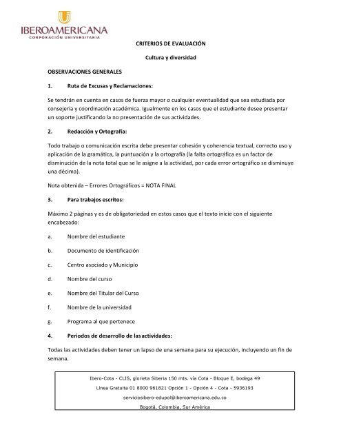 CRITERIOS DE EVALUACIÓN Cultura y diversidad (1)