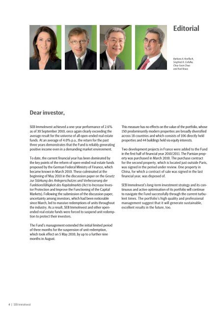 semi-annual report 30 Sep 2010 - SEB Asset Management