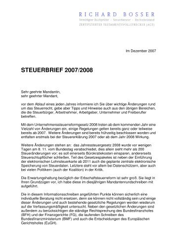 STEUERBRIEF 2007/2008 - Richard Bosser