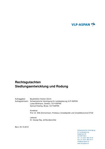 Rechtsgutachten Siedlungsentwicklung und Rodung