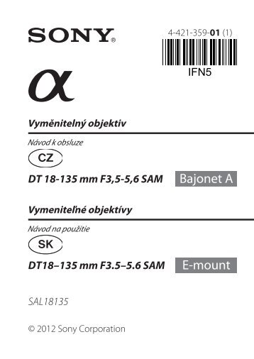 Sony SAL18135 - SAL18135 Istruzioni per l'uso Ceco