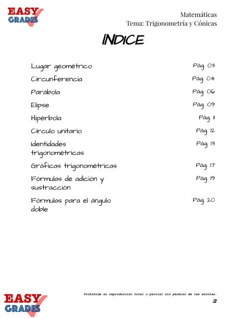 EASY GRADES TRIGO Y CONICAS