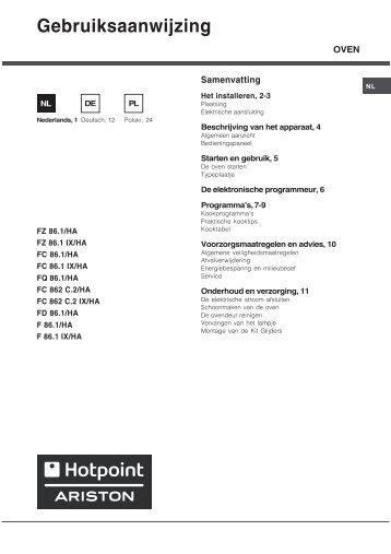 KitchenAid F 86.1 IX /HA - F 86.1 IX /HA NL (F051612) Mode d'emploi