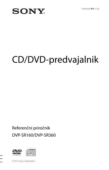 Sony DVP-SR360 - DVP-SR360 Istruzioni per l'uso Sloveno