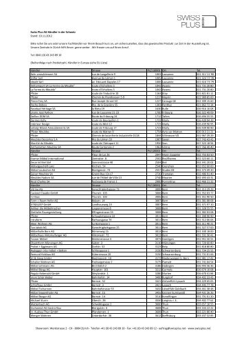 Händler Schweiz PDF - SWISS PLUS AG