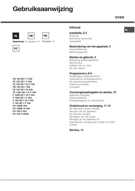 KitchenAid F 103GP.1 (WH) F /HA - F 103GP.1 (WH) F /HA NL (F062423) Istruzioni per l'Uso