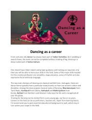 Dancing as a Career