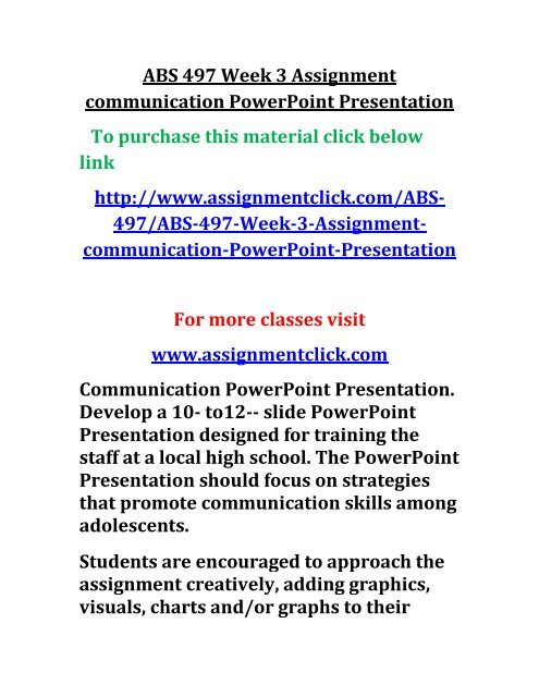 ABS 497 Week 3 Assignment communication PowerPoint Presentation