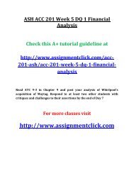 ASH ACC 201 Week 5 DQ 1 Financial Analysis