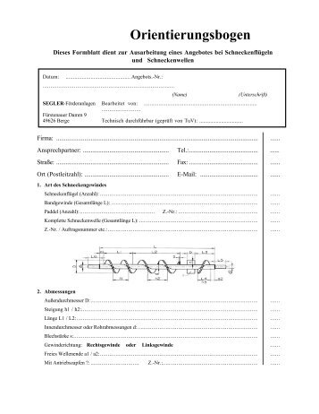 Orientierungsbogen - Segler Förderanlagen