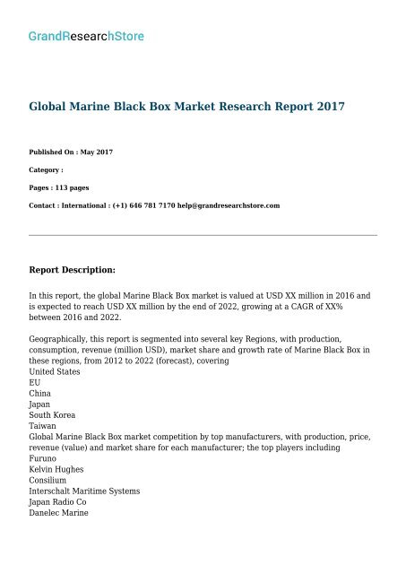 Global Marine Black Box Market Research Report 2017