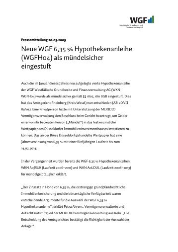 Pressemitteilung WGF 20.03.2009 Muendelgeld.pdf ... - WGF AG