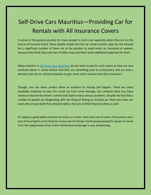 do you need additional insurance when renting a car