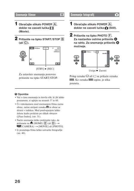 Sony DCR-SR45E - DCR-SR45E Mode d'emploi Slov&eacute;nien