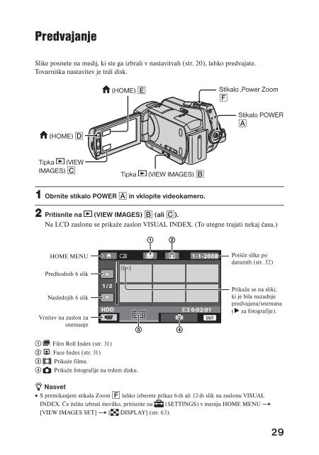 Sony DCR-SR45E - DCR-SR45E Mode d'emploi Slov&eacute;nien