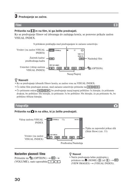 Sony DCR-SR45E - DCR-SR45E Mode d'emploi Slov&eacute;nien