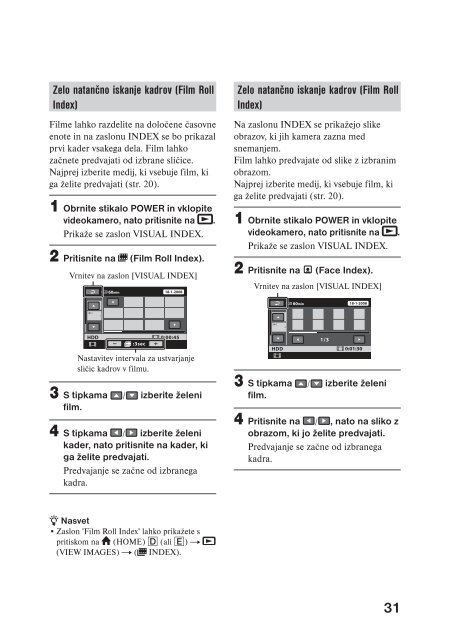 Sony DCR-SR45E - DCR-SR45E Mode d'emploi Slov&eacute;nien