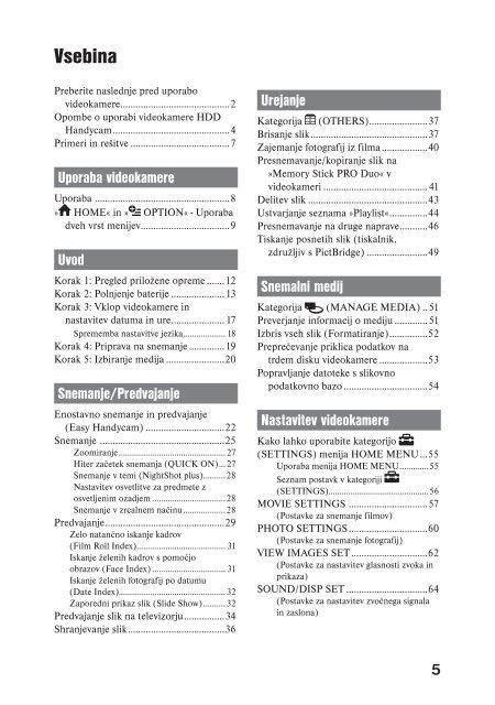 Sony DCR-SR45E - DCR-SR45E Mode d'emploi Slov&eacute;nien