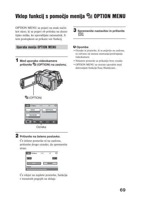 Sony DCR-SR45E - DCR-SR45E Mode d'emploi Slov&eacute;nien