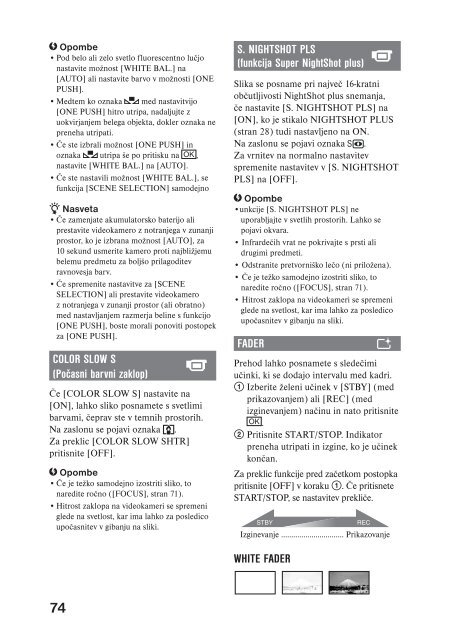 Sony DCR-SR45E - DCR-SR45E Mode d'emploi Slov&eacute;nien