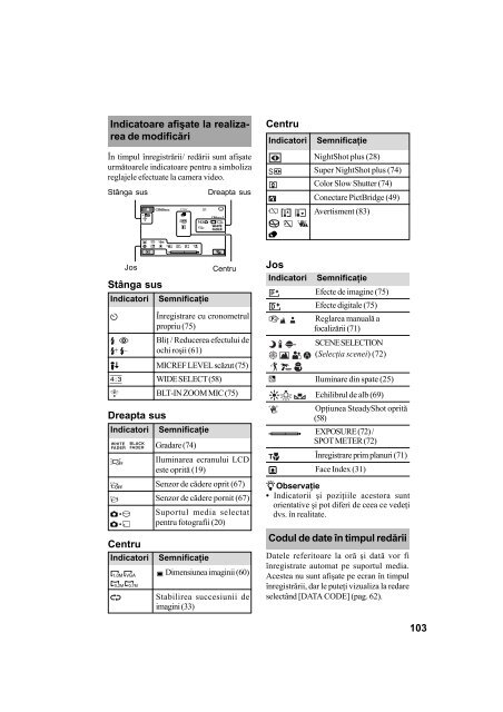 Sony DCR-SR45E - DCR-SR45E Mode d'emploi Roumain