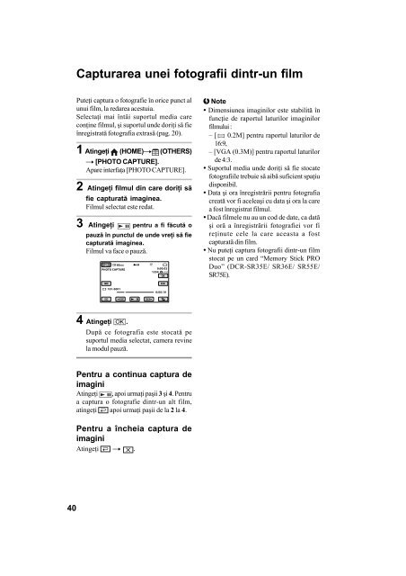 Sony DCR-SR45E - DCR-SR45E Mode d'emploi Roumain